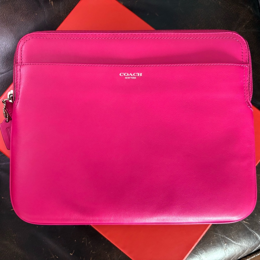 Coach Pink Leather Electronic/iPad Pouch